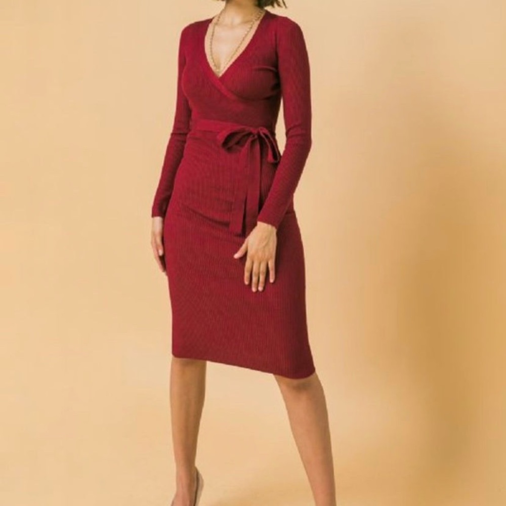 Burgundy Wrap Dress